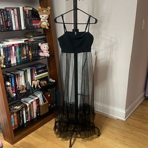 Anthropologie Black Sheer Maxi Dress Slip